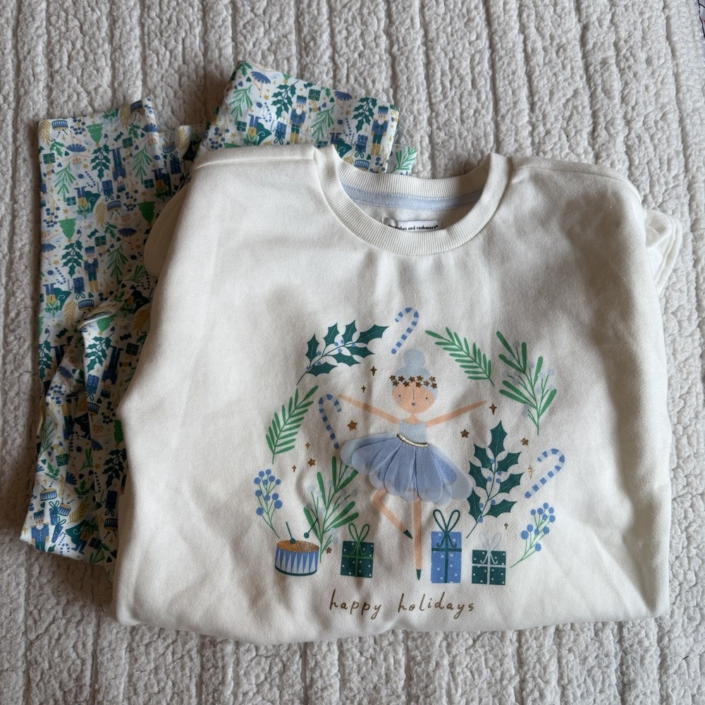 Cupcakes And Cashmere Girl's Holiday Set Sweatshirt Leggings Siz Medium New Flaw